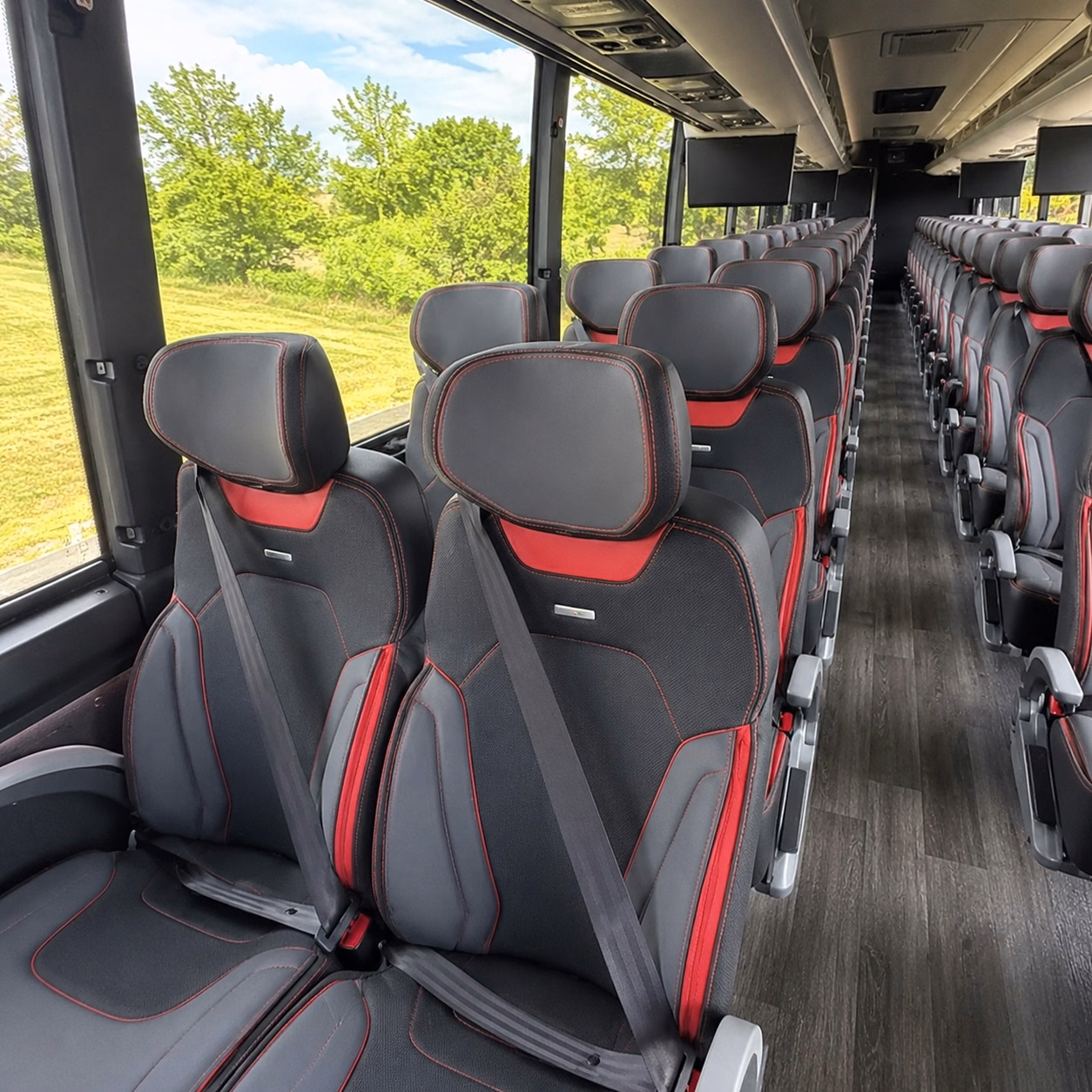 56 passenger charter bus inside