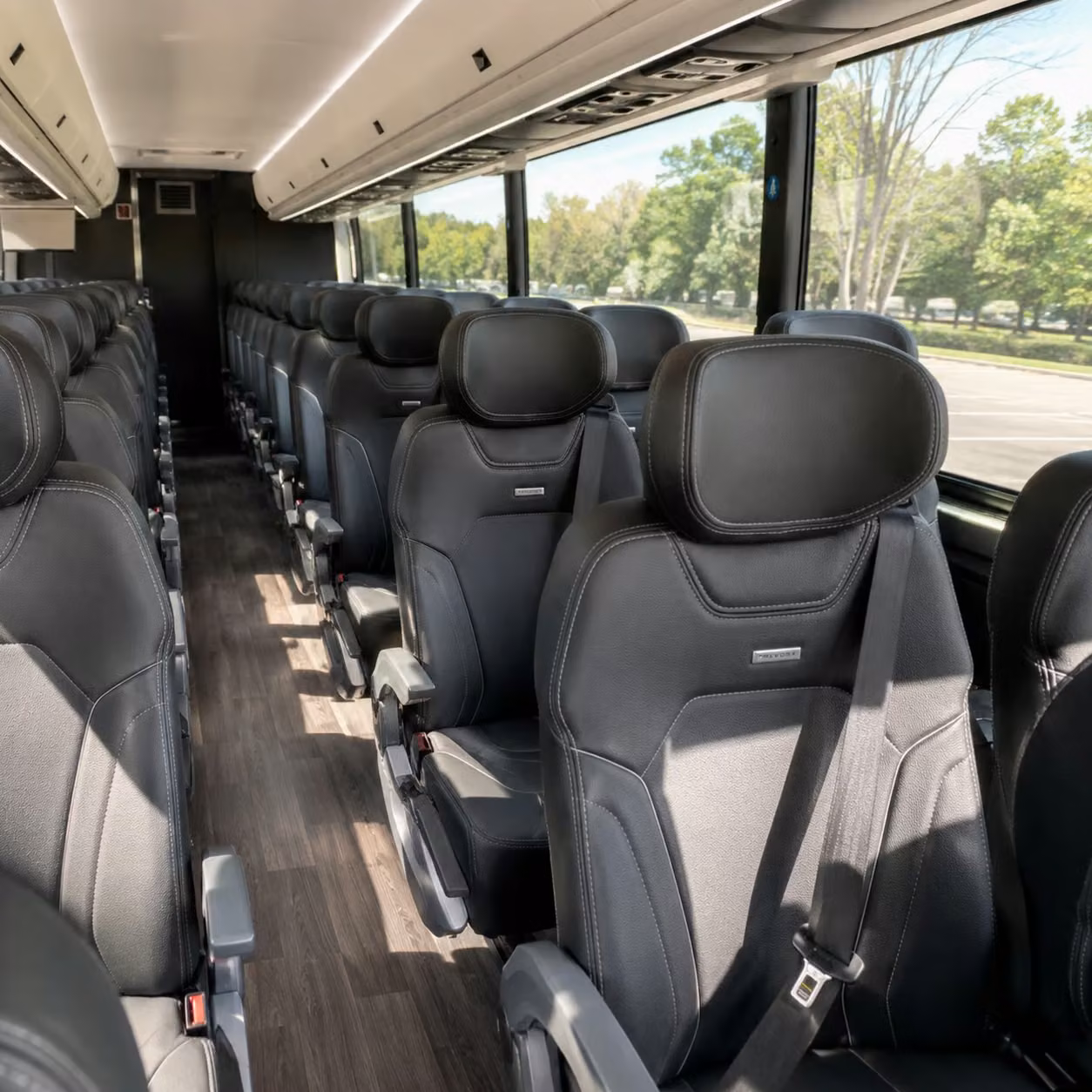 weston charter bus rental interior